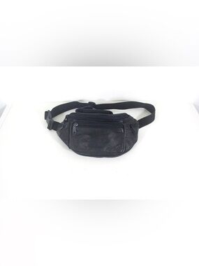 1980’s Vintage Black Leather Fanny Pack Waist Purse Belt Bag Unisex